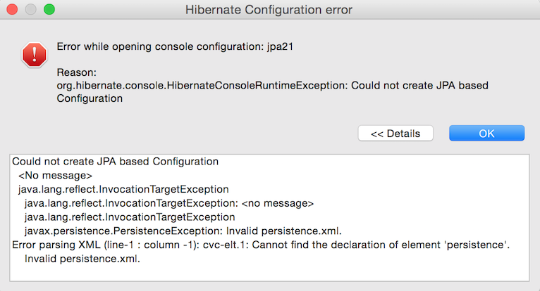 hibernate configuration error