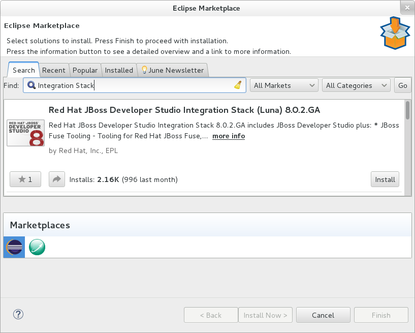 Eclipse Marketplace - JBoss Developer Studio Integration Stack