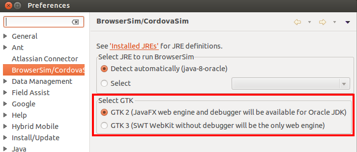 GTK selection on Linux