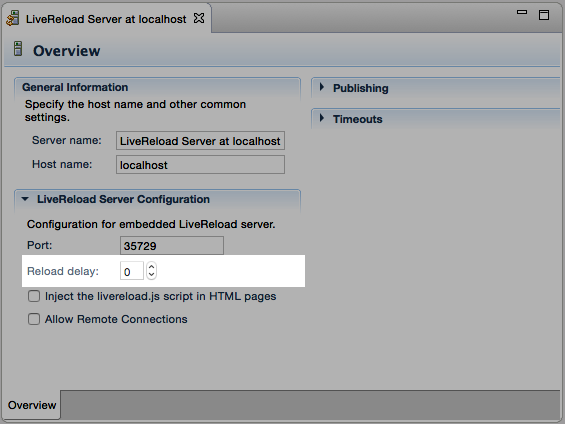 LiveReload Server Configuration Editor