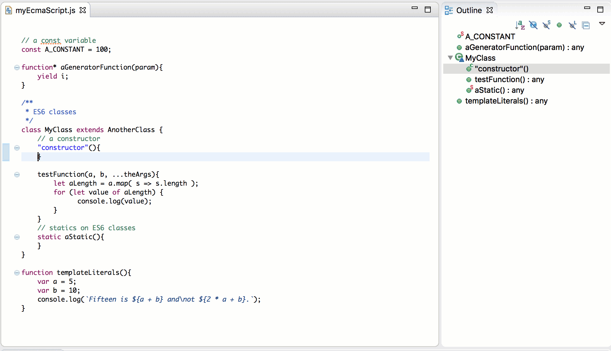 ES6 features on Editor