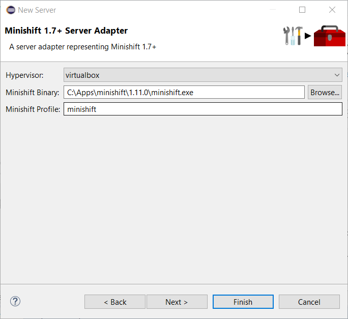 minishift server adapter1