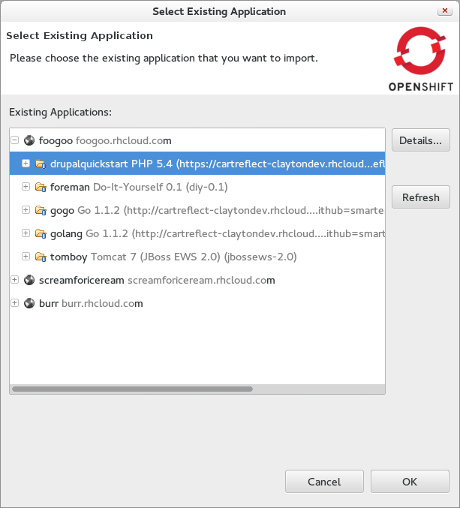 select existing application