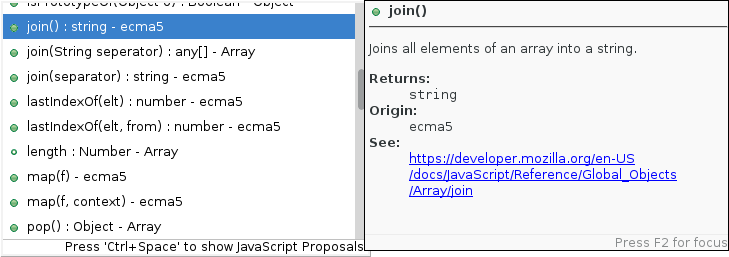 javascript content assist
