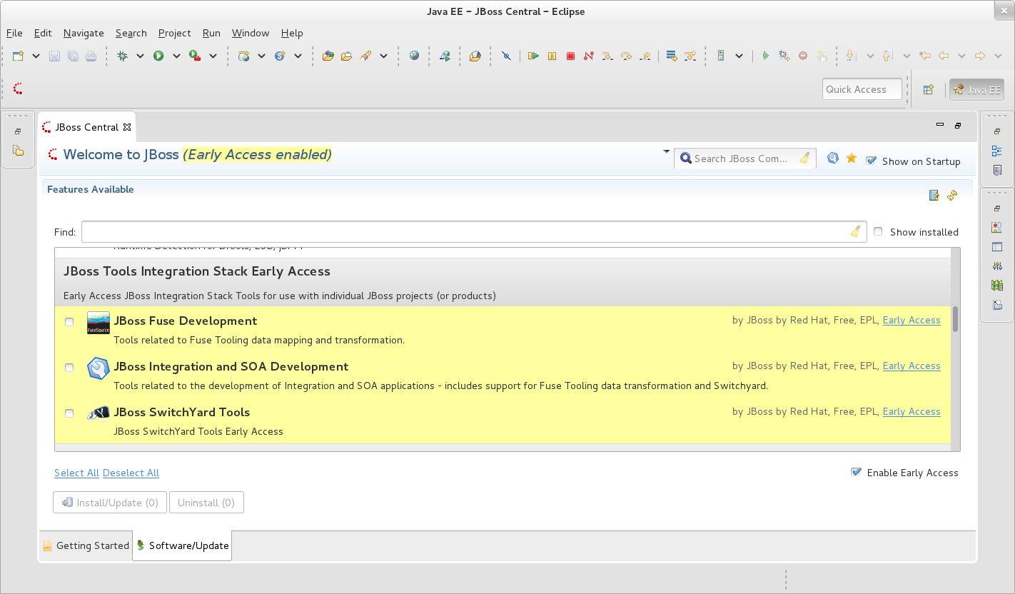 JBoss Central Early Access - JBoss Tools Integration Stack