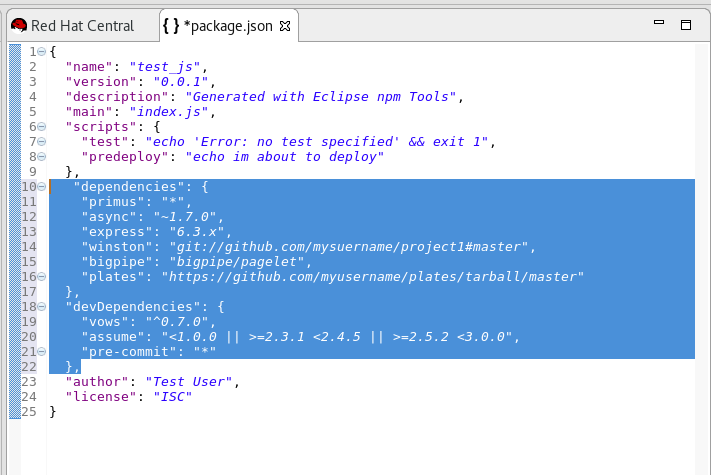 Adding Dependencies to the package.json File