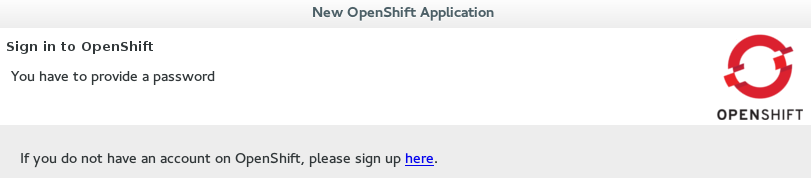 Link to sign up for a new OpenShift Online user account