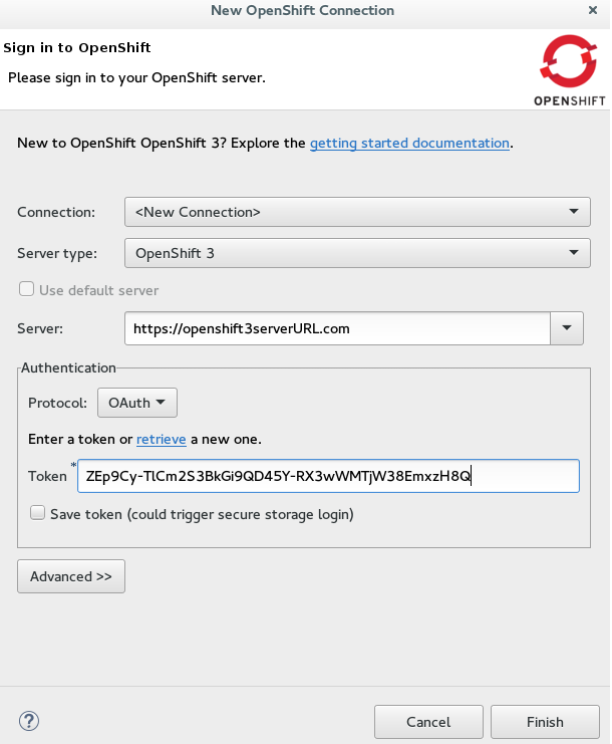 Set up a New OpenShift Connection