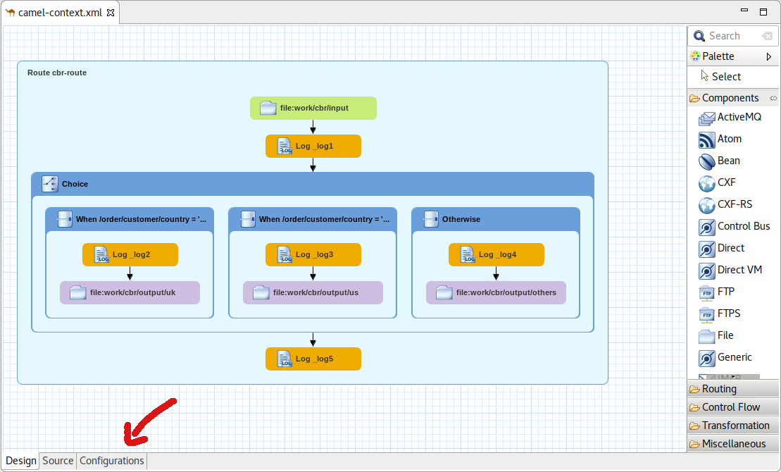 Configurations tab in Editor