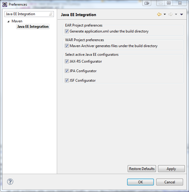 m2e wtp optional configurator preferences