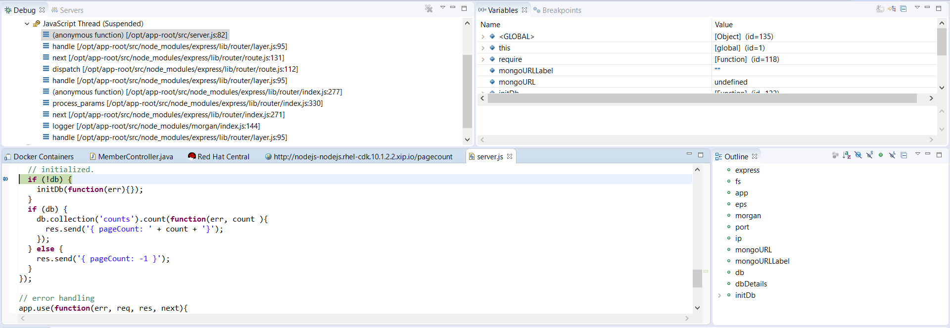 node js debugger debug perspective