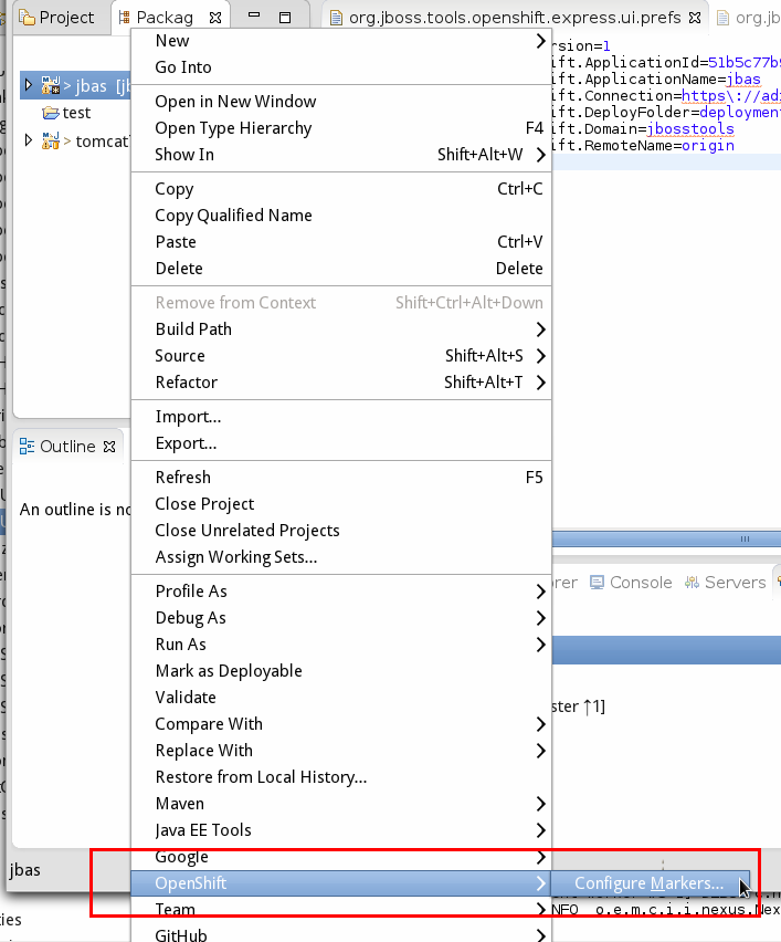 openshift configure markers