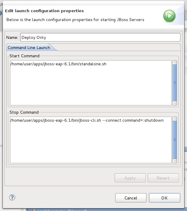 Viewing the launch configuration for a server that will launch