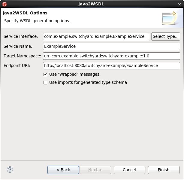 features switchyard java2wsdl wizard